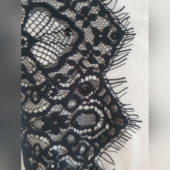 NWT Boston Proper Lace Panel Sweater white/black size XL - Picture 3 of 5